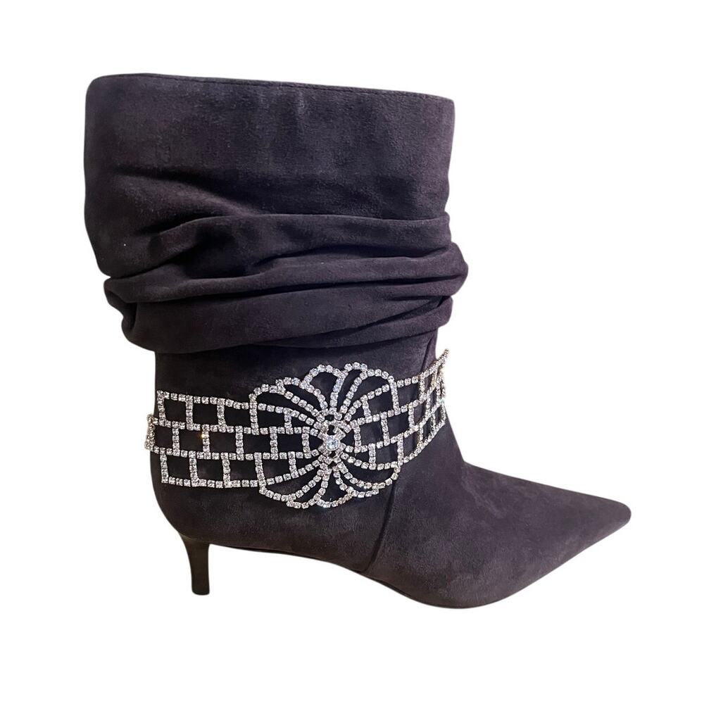 Set of 2 Bling Bow and Chain Boot Bracelets NIP Beautify any Boot Front or Side